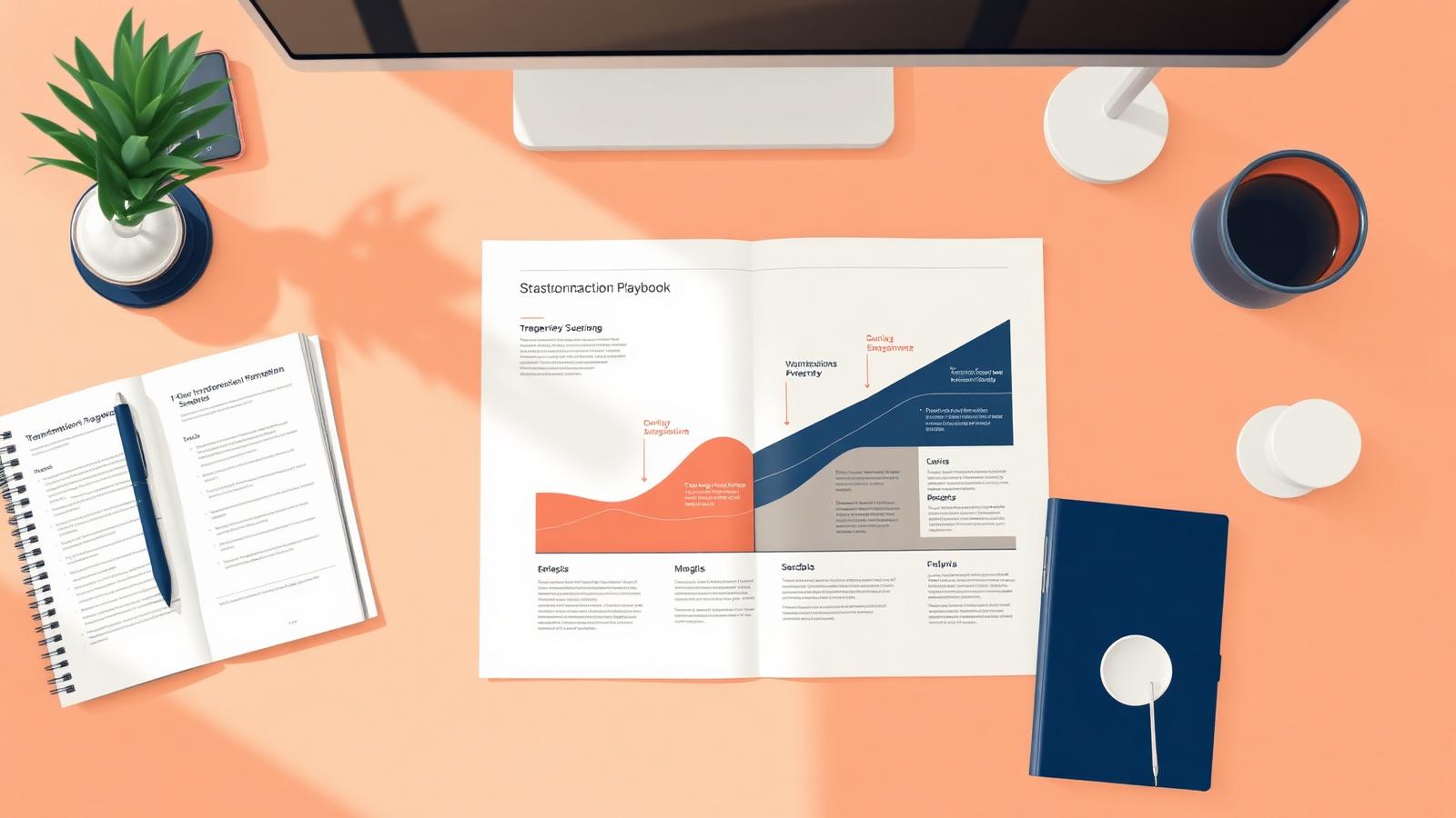 The Business Transformation Strategy Playbook: A Practical Guide for Leaders – Transformery editorial illustration of a strategic transformation playbook